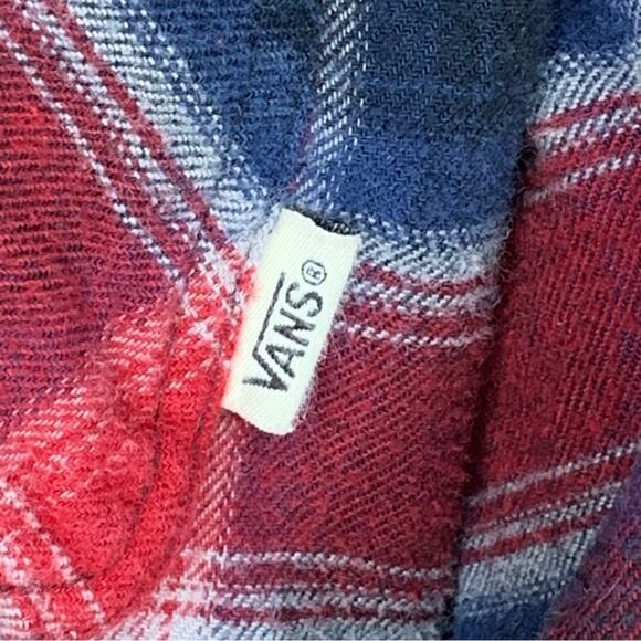Vans Unisex Collared Long Sleeve Button Down Plaid Red and Blue Shirt Size - Picture 9 of 12